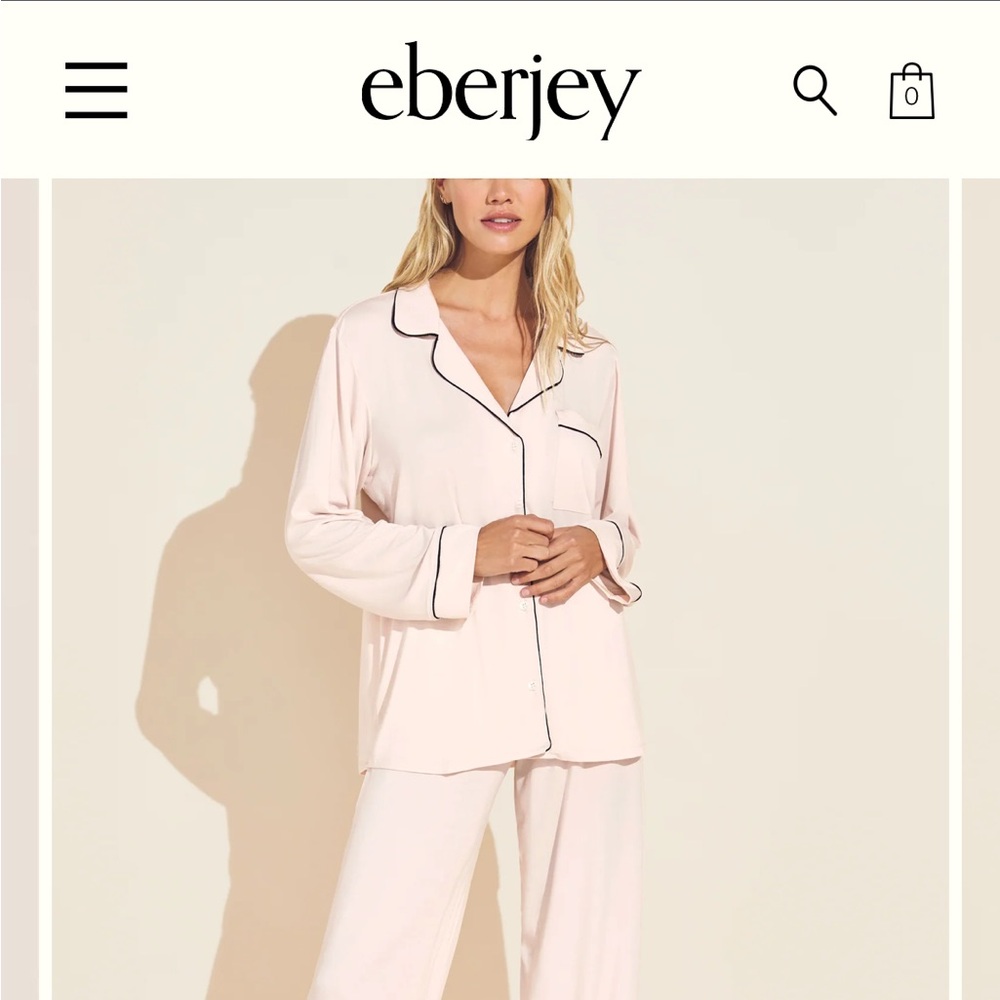 Eberjey Gisele Long Sleeve PJ top in pink